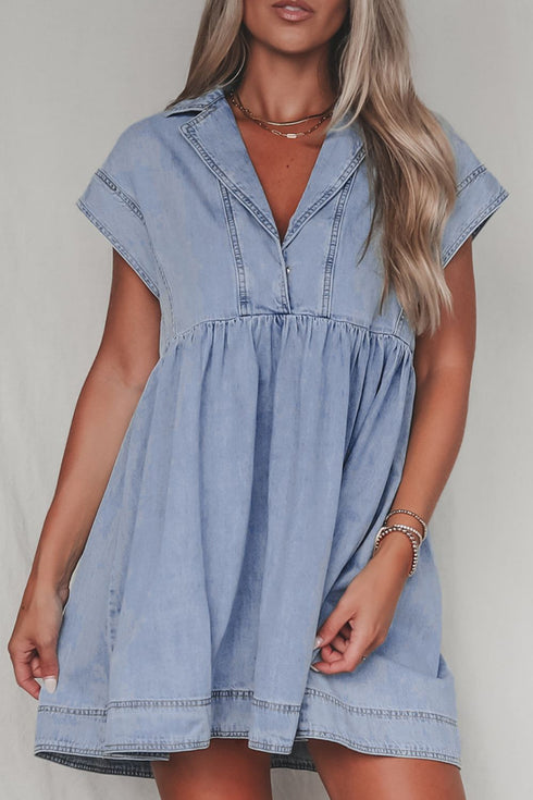 'Eowyn' Denim Mini Dress - Celes Fashion